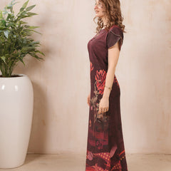 Rayon Tropical Print Maxi / Night Gown For Women, Free Size