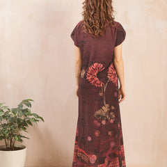 Rayon Tropical Print Maxi / Night Gown For Women, Free Size