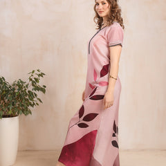 Rayon Tropical Print Maxi / Night Gown For Women, Free Size