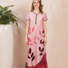 Rayon Tropical Print Maxi / Night Gown For Women, Free Size