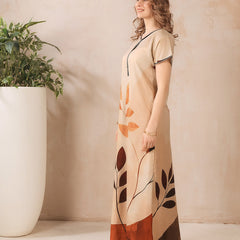 Rayon Tropical Print Maxi / Night Gown For Women, Free Size