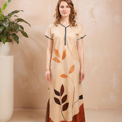 Rayon Tropical Print Maxi / Night Gown For Women, Free Size