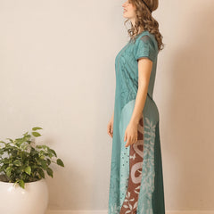 Rayon Tropical Print Maxi / Night Gown For Women, Free Size