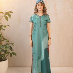 Rayon Tropical Print Maxi / Night Gown For Women, Free Size