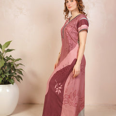 Rayon Tropical Print Maxi / Night Gown For Women, Free Size