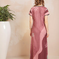 Rayon Tropical Print Maxi / Night Gown For Women, Free Size