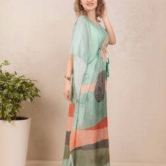 Rayon Printed Kaftan Nighty / Night Gowns For Women