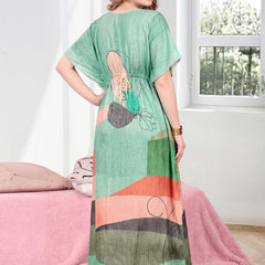 Rayon Printed Kaftan Nighty / Night Gowns For Women