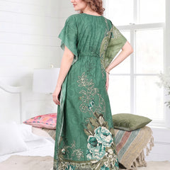 Rayon Printed Kaftan Nighty / Night Gowns For Women