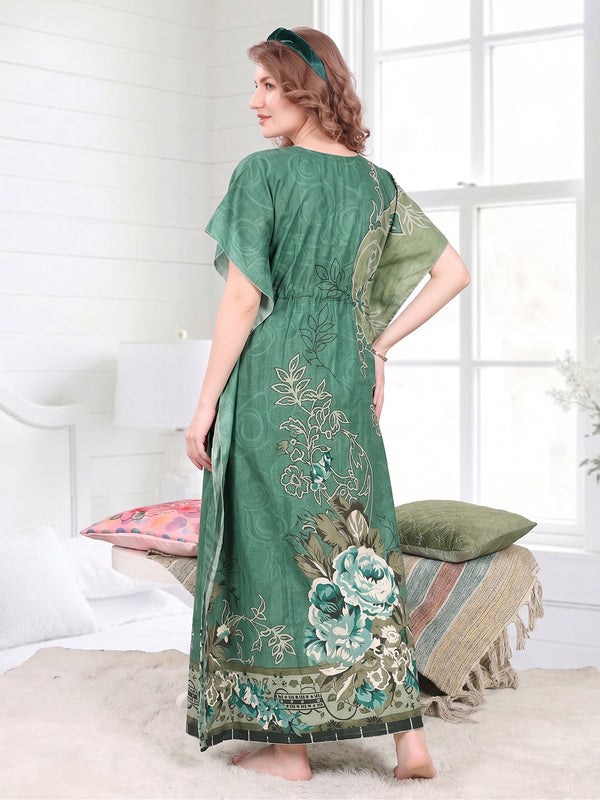 Rayon Printed Kaftan Nighty / Night Gowns For Women