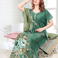 Rayon Printed Kaftan Nighty / Night Gowns For Women