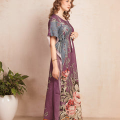 Rayon Printed Kaftan Nighty / Night Gowns For Women