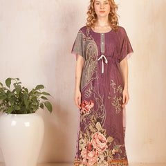 Rayon Printed Kaftan Nighty / Night Gowns For Women