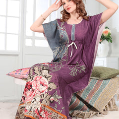 Rayon Printed Kaftan Nighty / Night Gowns For Women