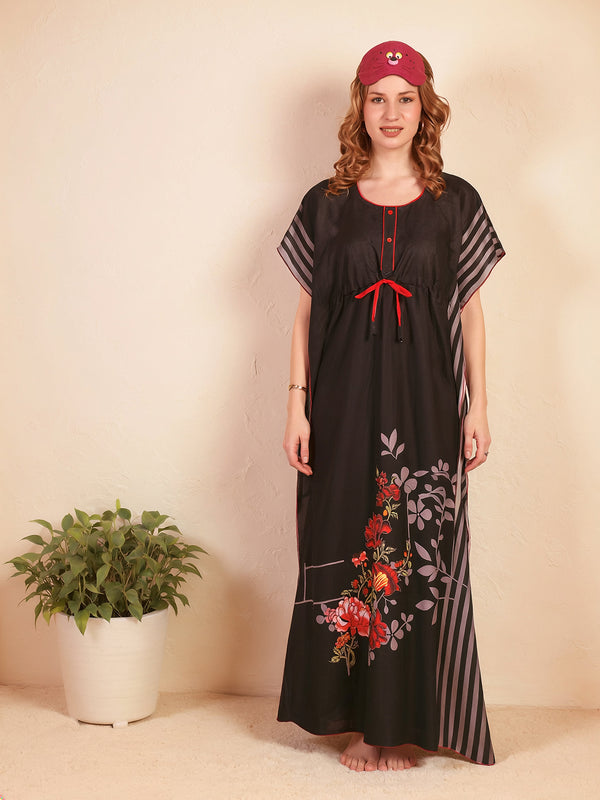 Rayon Printed Kaftan Nighty / Night Gowns For Women