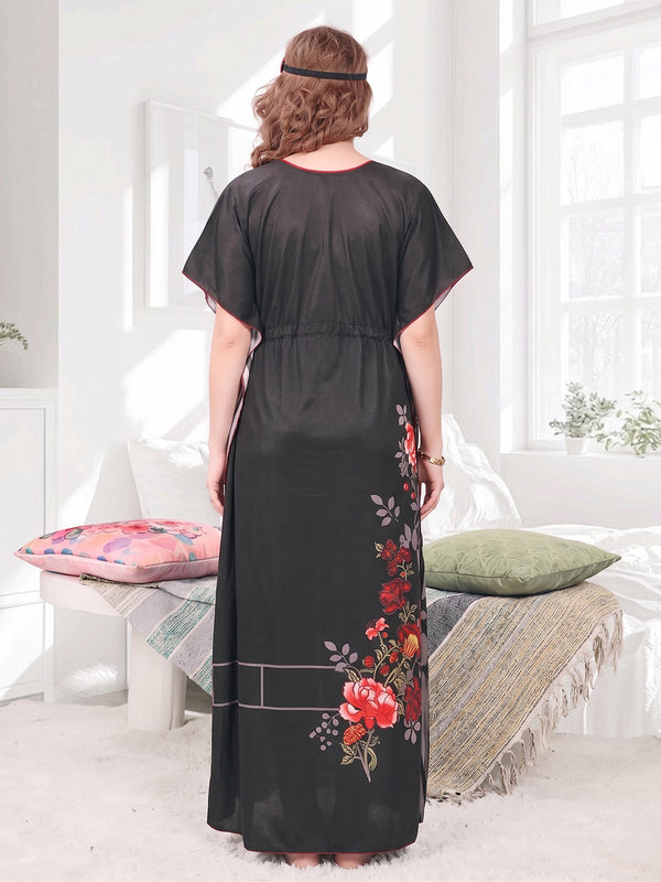 Rayon Printed Kaftan Nighty / Night Gowns For Women