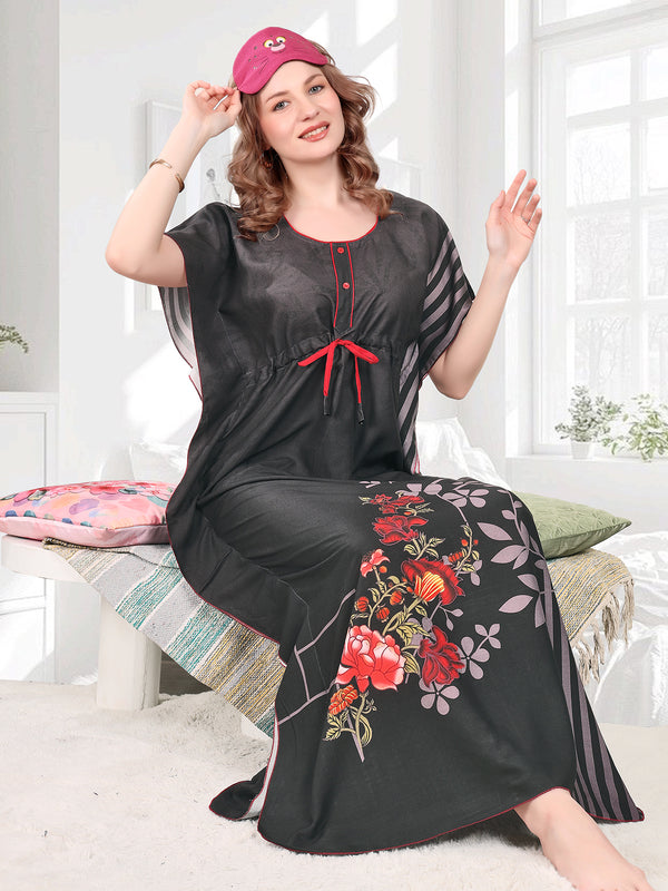 Rayon Printed Kaftan Nighty / Night Gowns For Women