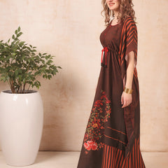 Rayon Printed Kaftan Nighty / Night Gowns For Women