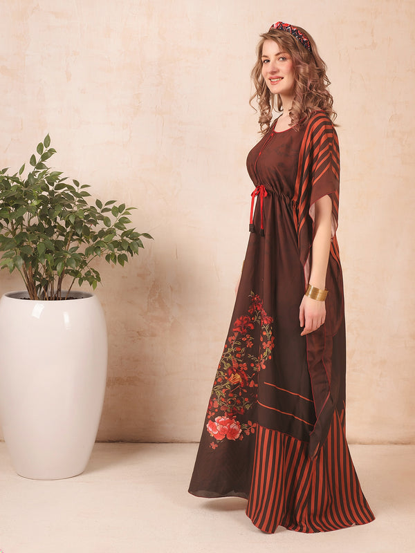 Rayon Printed Kaftan Nighty / Night Gowns For Women