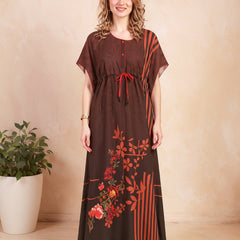 Rayon Printed Kaftan Nighty / Night Gowns For Women