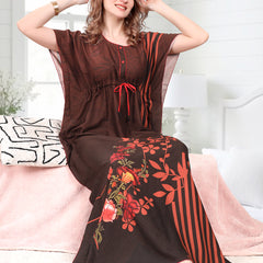 Rayon Printed Kaftan Nighty / Night Gowns For Women