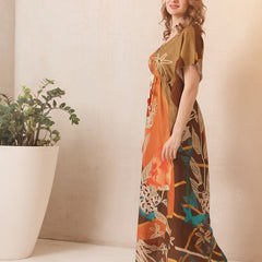 Rayon Printed Kaftan Nighty / Night Gowns For Women