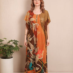 Rayon Printed Kaftan Nighty / Night Gowns For Women