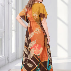 Rayon Printed Kaftan Nighty / Night Gowns For Women
