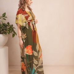 Rayon Printed Kaftan Nighty / Night Gowns For Women