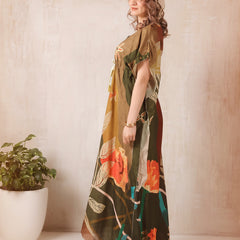 Rayon Printed Kaftan Nighty / Night Gowns For Women