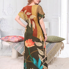 Rayon Printed Kaftan Nighty / Night Gowns For Women