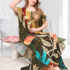 Rayon Printed Kaftan Nighty / Night Gowns For Women