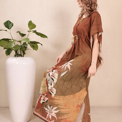 Rayon Printed Kaftan Nighty / Night Gowns For Women
