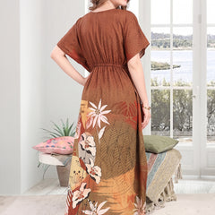 Rayon Printed Kaftan Nighty / Night Gowns For Women