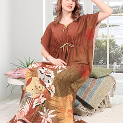 Rayon Printed Kaftan Nighty / Night Gowns For Women