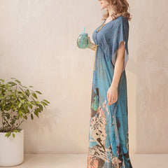 Rayon Printed Kaftan Nighty / Night Gowns For Women