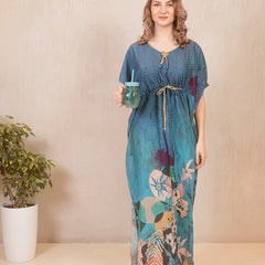 Rayon Printed Kaftan Nighty / Night Gowns For Women