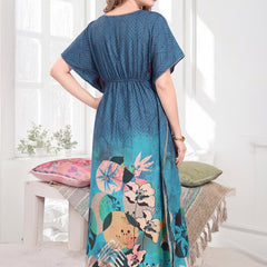 Rayon Printed Kaftan Nighty / Night Gowns For Women