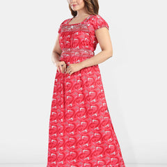 Be You Geometric Printed Square Neck Maxi Regular Nightdress