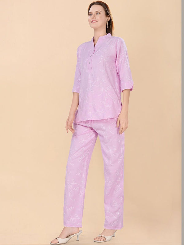 Be You Embroidered Top With Trousers Co-Ords