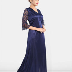Be You Solid Satin Night Gowns For Women Maxi Nightdress