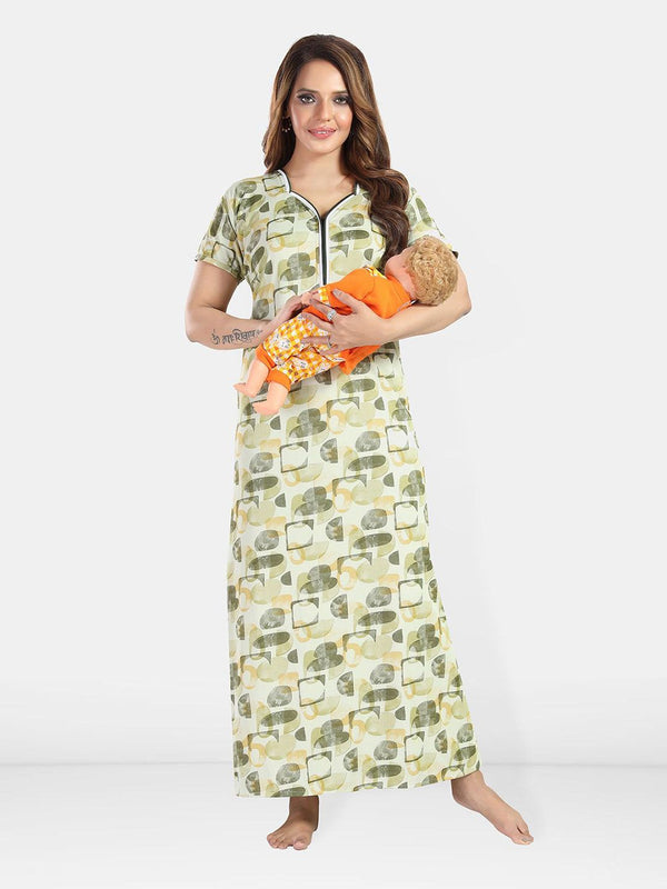 Be You Women Printed Satin Maxi Nightdress