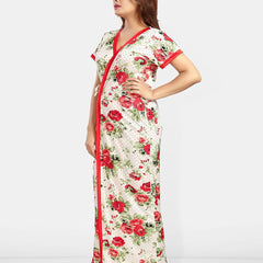 Be You Women Printed V-Neck Maxi Nightdress