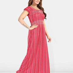Be You Women Printed Maxi Nightdress