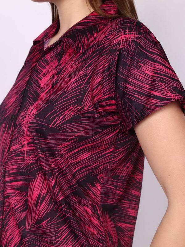 Be You Women Abstract Printed Shirt & Pyjama Night suit