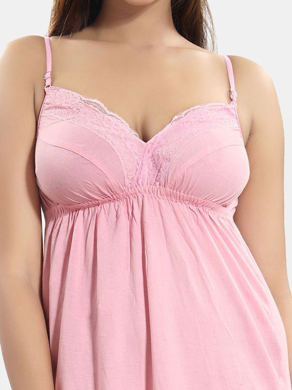 Be You Women Shoulder Strap Knee Length Empire Nightdress