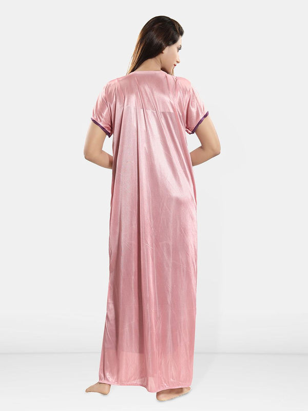 Be You Embroidered Satin Maxi Nightdress With Robe