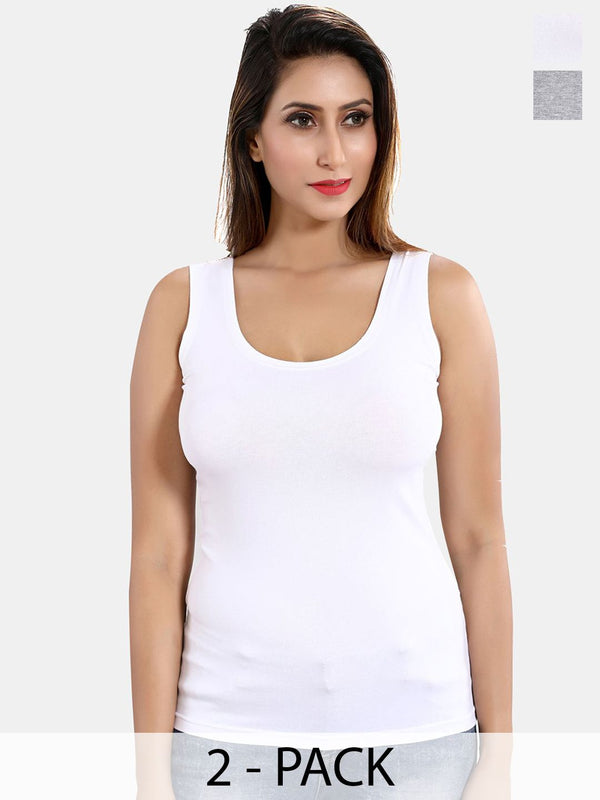 Be You Women Pack Of 2 Cotton Non-Padded Camisoles