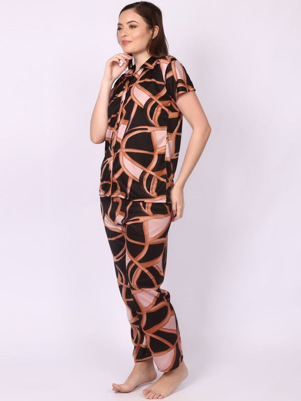 Be You Women Black Printed Night suit