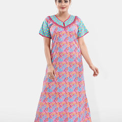 Be You Women Printed Pure Cotton Maxi Nightdress